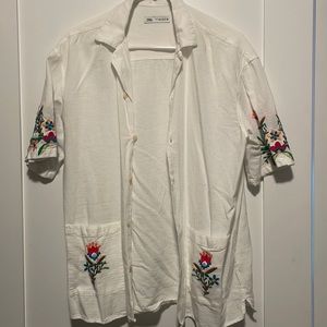 Zara Floral Short Sleeve Button Down